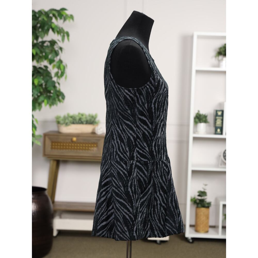 Free People Chenille Zebra Drop Waist Pleated Mini Dress Pockets Boho Fall XS - Picture 9 of 16